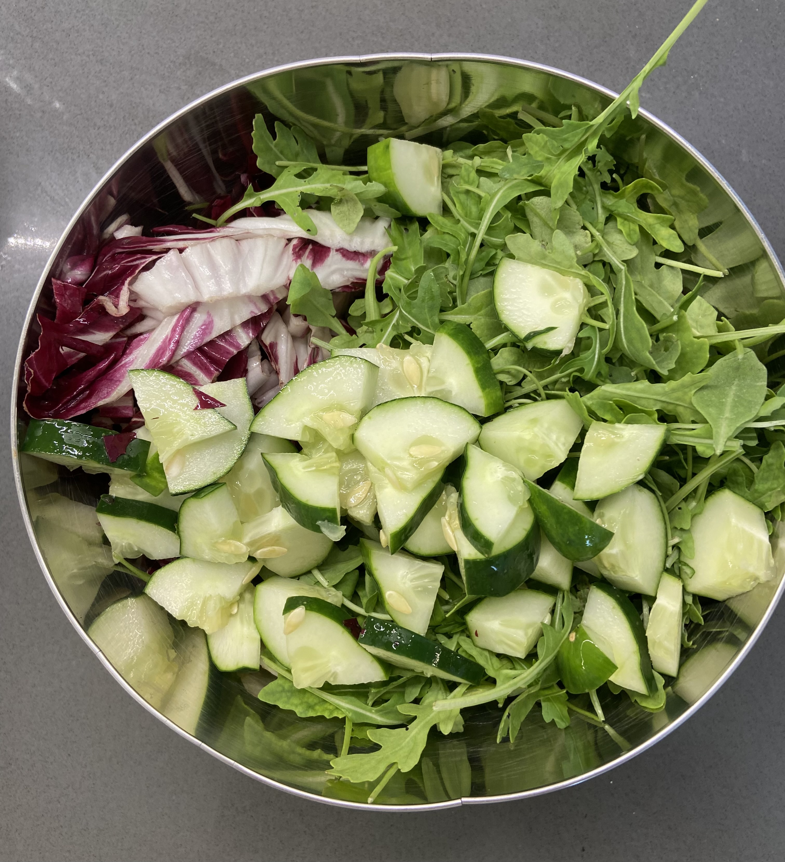 Cucumber added to salad